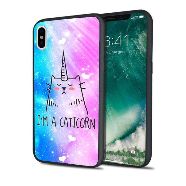 

capa cat unicorn phone case for iphone 11 pro xs max xr 8 7 6s plus 5s se 5 case black soft silicone tpu cover.