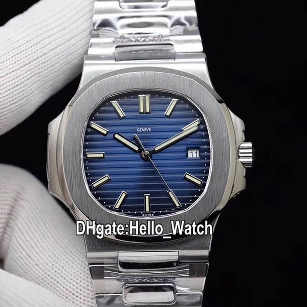 

version new 40mm sport nautilus 5711/1a 010 5711/1 cal.324 automatic mens watch blue texture dial stainless steel bracelet watches, Slivery;brown