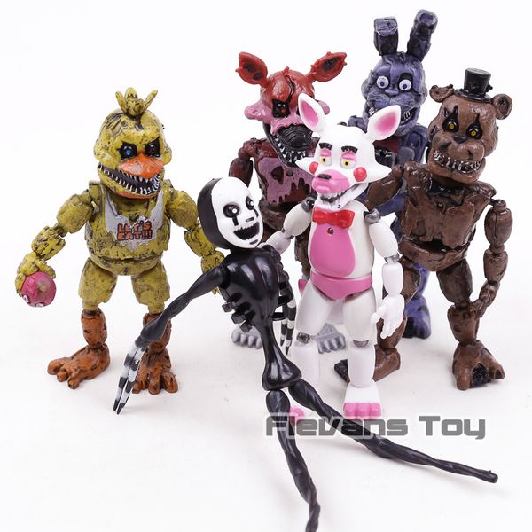 Fnaf Five Nights At Freddy's Nightmare Freddy Chica Bonnie Funtime Foxy Pvc Action Figures Giocattoli 6 pezzi / set C19041501