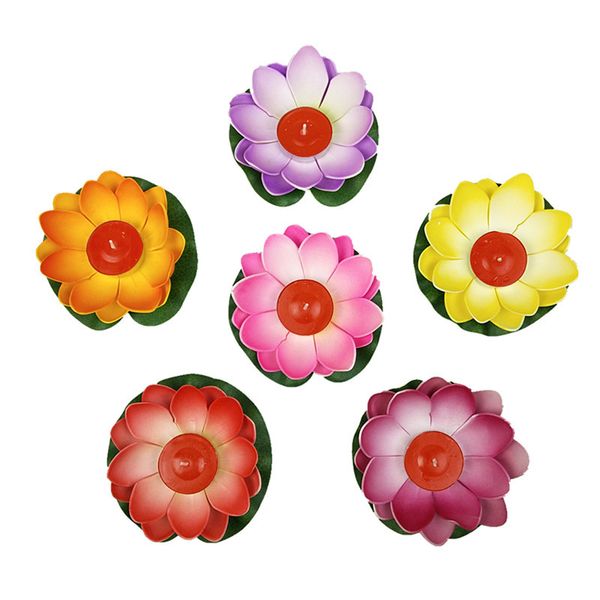 

diy multicolor silk lotus lantern light floating candles pool decorations wishing birthday wedding party decoration handmade