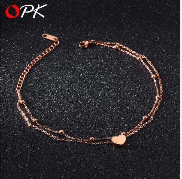 

korean fashion double-deck titanium steel peach beloved foot chain beach footchain, Red;blue