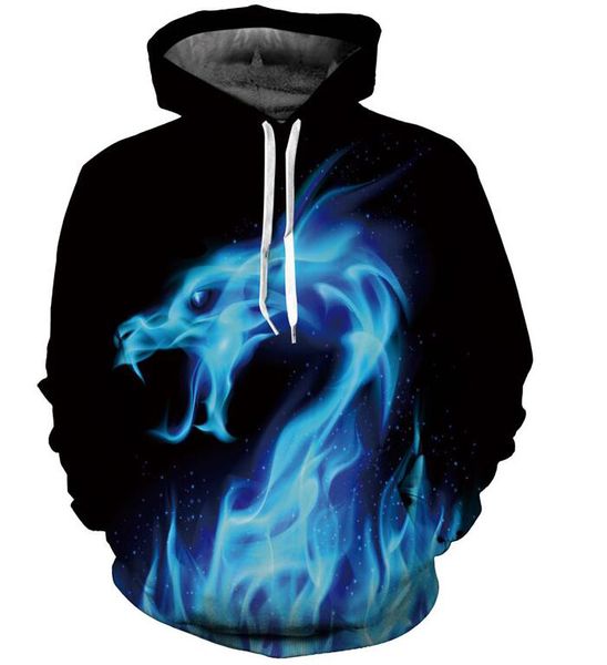 

ice fire dragon printed 3d hoodies sweatshirts men women plus 6xl pullover skateboard hip hop hooded jackets male tracksuits, Black