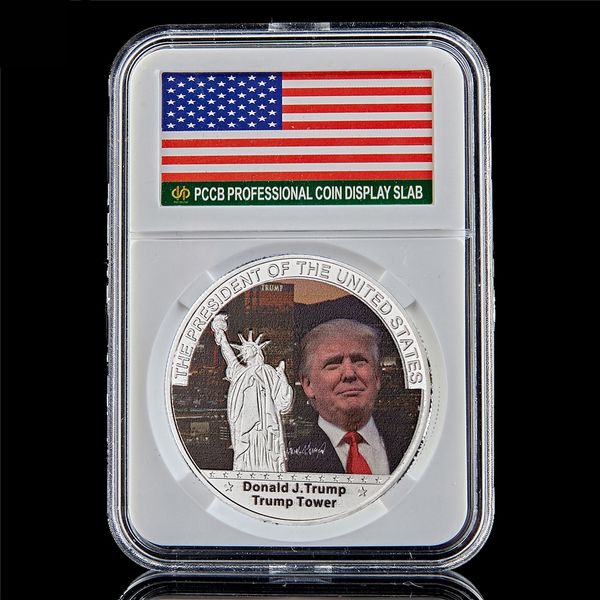 

arts and crafts american 45th president donald trump coin us white house liberty silver metal badge collection w/pccb box