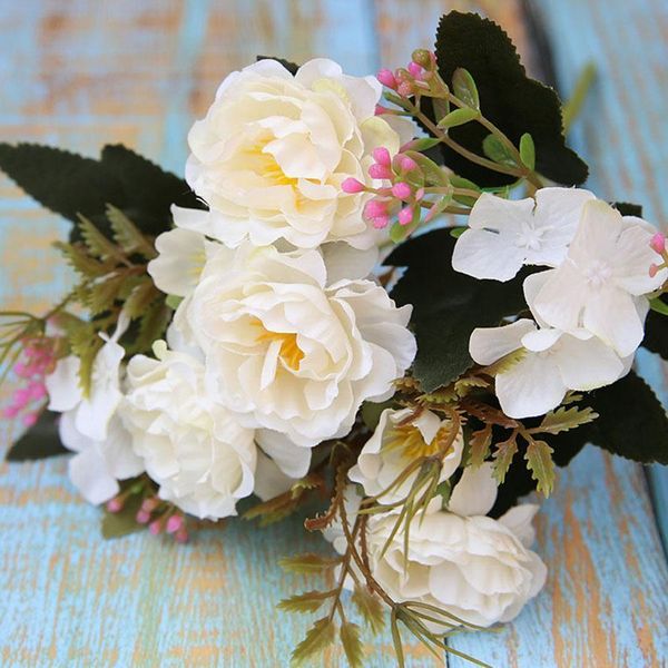 

europe mini peony silk flowers wedding decorative bouquet roses artificial flowers small fake flowers for home decoration a12340