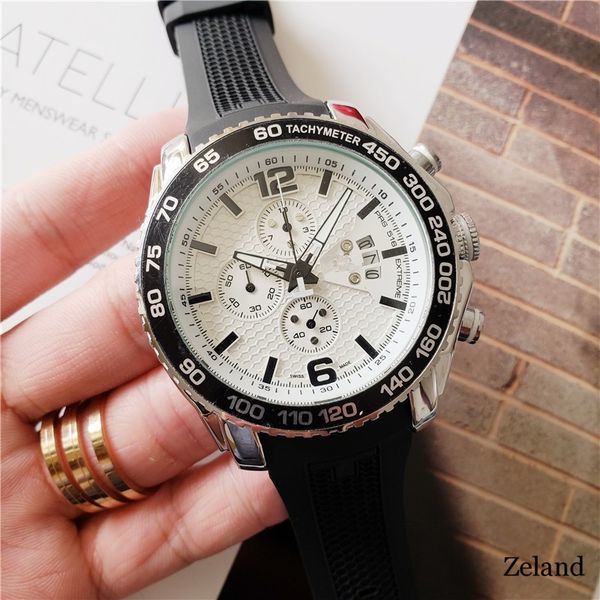 

6-pin full-featured men's watch chronograph sports automatic calendar watch men's quartz, Slivery;brown