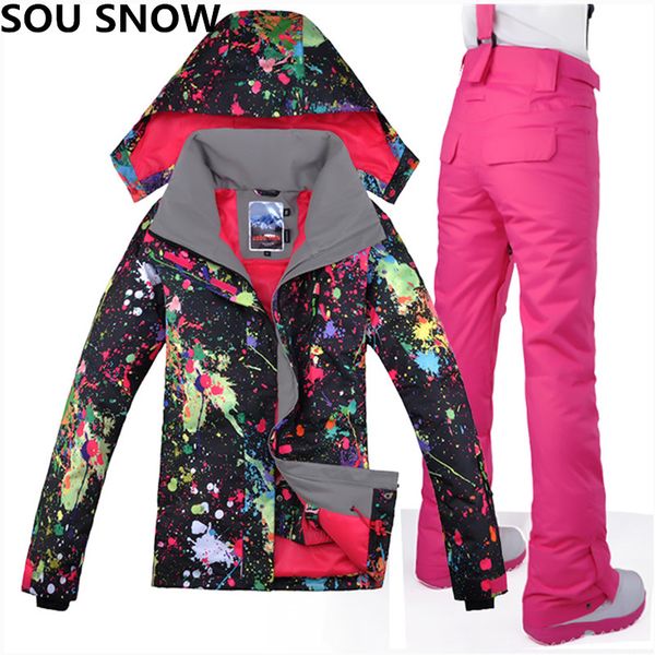 

gsou snow snowboarding suits women ski suit waterproof 10000 breathable ski jacket snowboard skiing and snowboarding jacket sets
