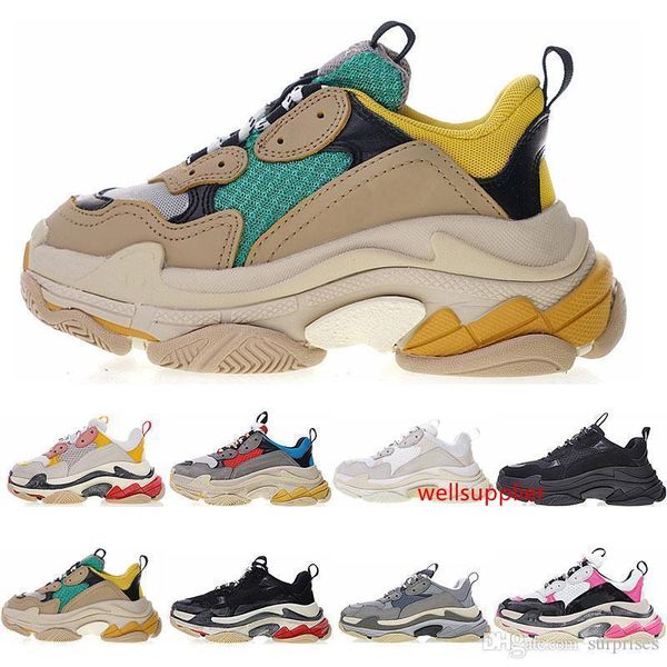 

designer shoes wholesal fashion paris 17fw triple s sneaker luxury casual dad shoes for men s women black pink white ceahp sports size 36-45