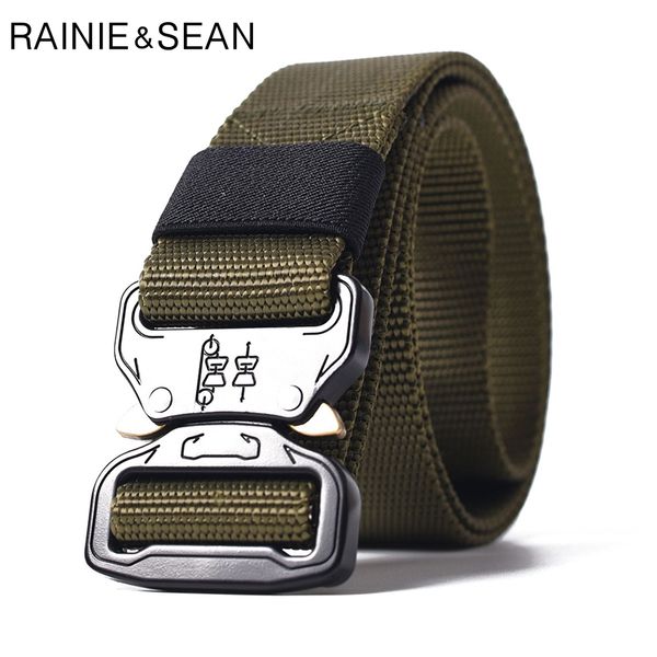 

rainie sean release buckle belt men canvas belts army green male outdoor tactical belt mens waist strap plus size 125cm, Black;brown