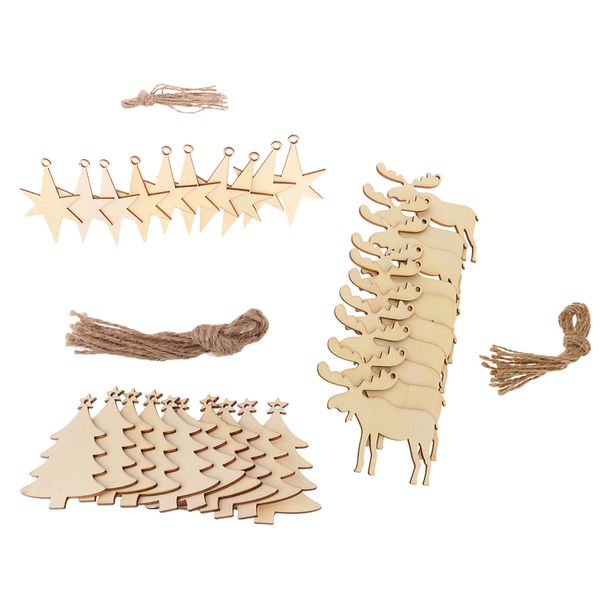 

set of 30pcs natural wooden christmas hanging tags christmas tree decor