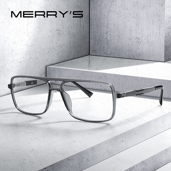 

merrys design men fashion square glasses frames aluminum temples myopia prescription optical eyewear s2510, Black