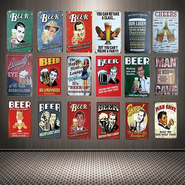 

mike86 ] cheers cold beer here man cave tin sign custom poster personality classic metal painting decor art zz-07