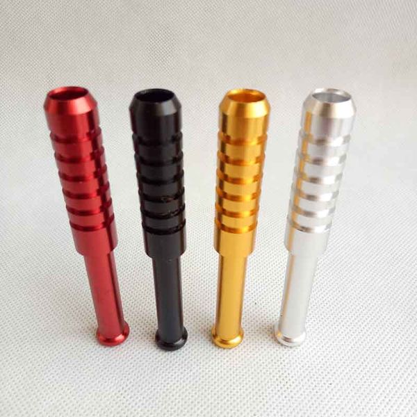 82 mm Länge, Metallpfeife, Filterspitzen, Aluminium, One-Hitter-Federschläger, Snuff Snorter Dispenser Tube Straw Sniffer
