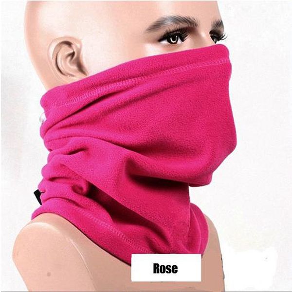 

3-in-1 fleece neck warmer snood scarf hat thermal ski wear snowboarding - rose, Black