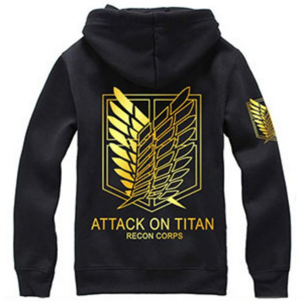 

attack on titan hoodie jacket shingeki no kyojin winter coat cosplay eren levi hoodie sweatshirt men women halloween costume, Black