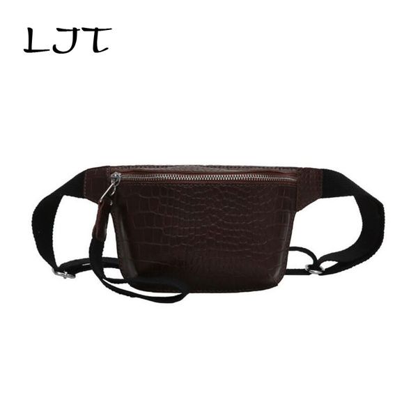 

ljt fanny pack vintage waist bag women alligator pu leather belt bag chest handbag female small black messenger pochete