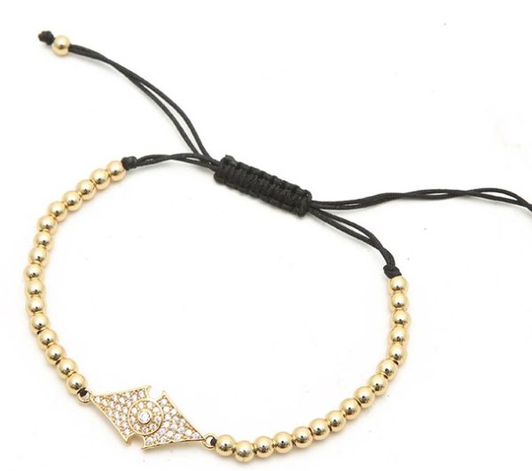 

gold silver micro pave cz cubic zirconia rope adjusted copper bracelet dg4r3 charm braided bangles women, Black
