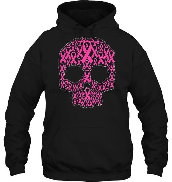 

men hoodie breast cancer skull women streetwear, Black