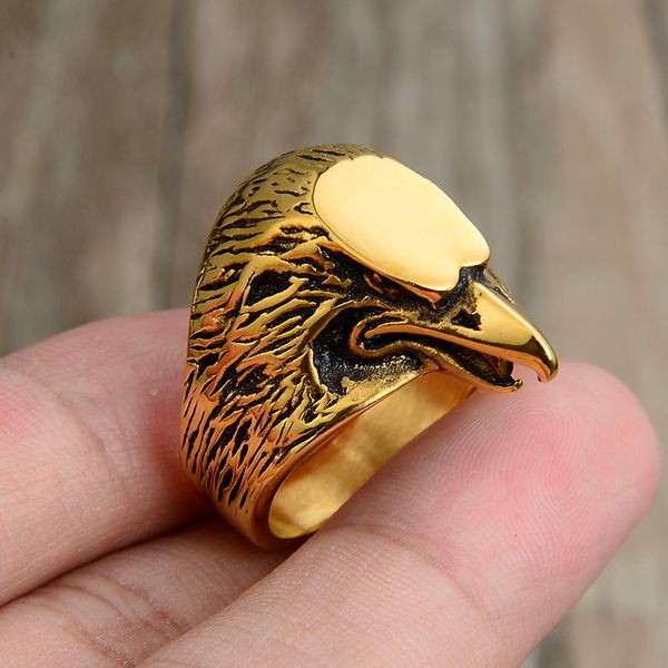 

ювелирные изделия valily золотые egale кольца talisman viking eagle bird кольцо для мужчин из нержавеющей стали панк мужской кольца высокого, Golden;silver