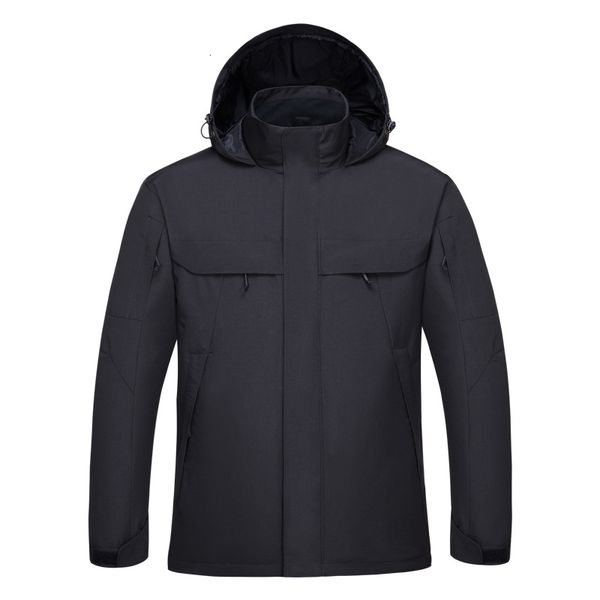 

winter outdoor charge clothes three in one polyester fabric thinsulate cotton liner detachable keep warm thicken men windbreaker, Blue;black