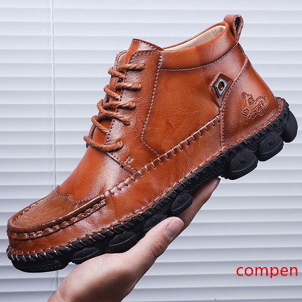 

2019 new whole sale drop shipping autumn winter high leather shoes ankle boots classsical black brown color way size 39-47 ing