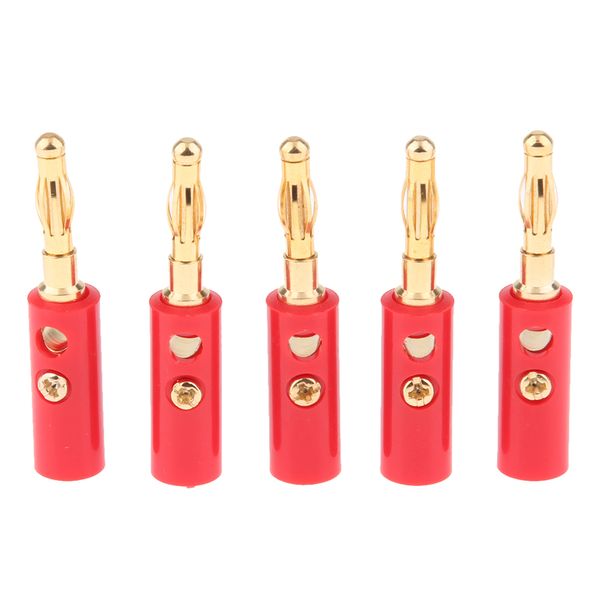 

5pcs/pack gold plated stereo speaker cable banana plug connectors, (open screw type