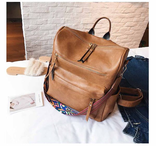 

leather backpack women 2019 students school bag large backpacks multifunction travel bags mochila pink vintage back pack xa529h