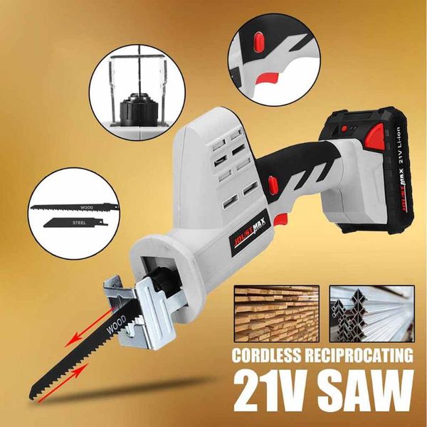 

2w#21v li-ion cordless reciprocating saw kit portable charging electric saw blades wood metal chain saws cutting power tool