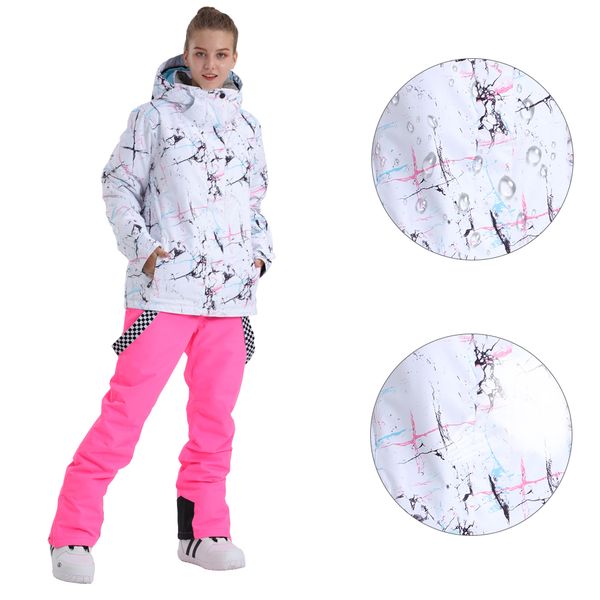 

smn ski suit women snowboard jacket bibs pants winter waterproof breathable warm wind resistant outdoor wear snowboard suit