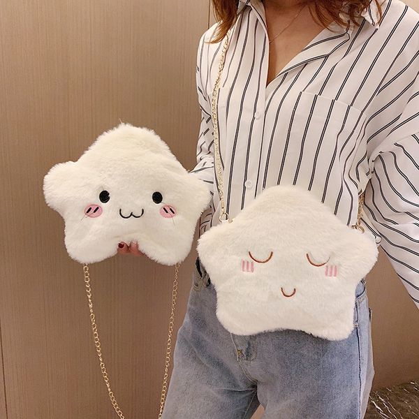 

bag female messenger bag cartoon cute cloud plush shoulder hairy chain handbag