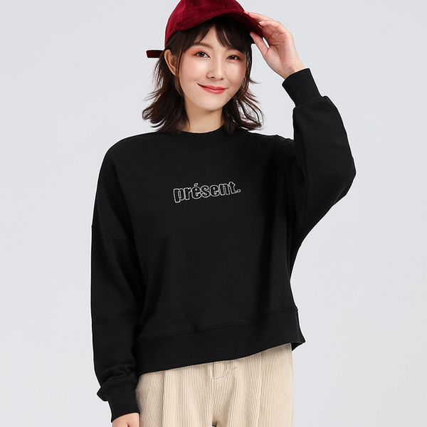 

женский повседневный длинный рукав вокруг шеи толстовка хлопок толстовка сыпучей, Black