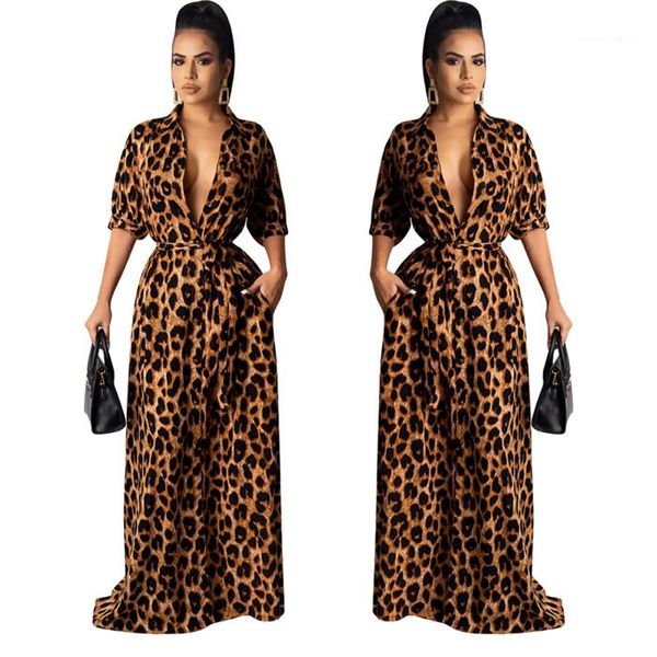 

v neck half sleeve female clothing fashion style casual apparel womens leopard desinger maxi dresses autumn, Black;gray