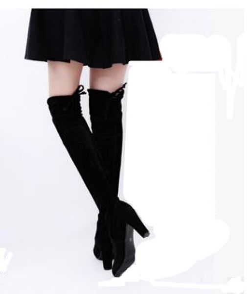 

the latest explosion of european and american knee-high boots, high heels and large-sized ladies'fashionable leisure boots, Black