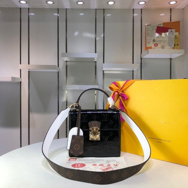 

2019 NEW M90375 Spring Street Monograms Vernis Handbags Fahsion Hot Classic Lady's Women Genuine leather Clutch Bags,17*16*8.5CM