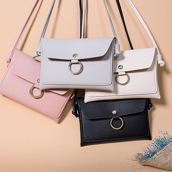 

women shoulder bag round buckle mini bag leisure small square fashion messenger bags pu leather crossbody solid handbag