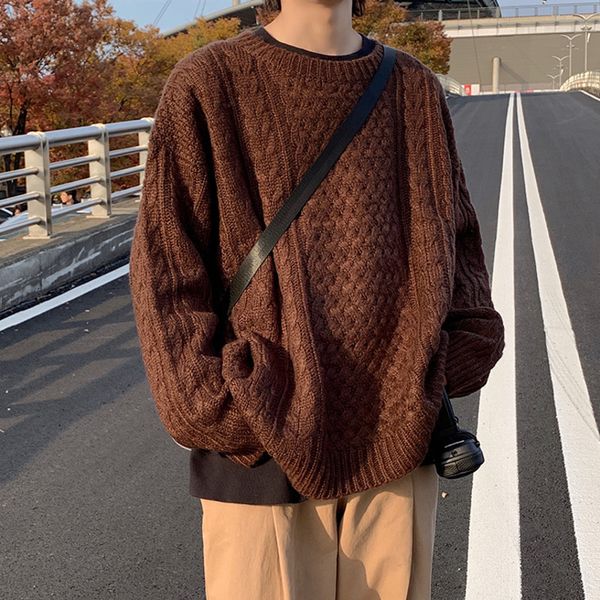 

winter sweater men's warm fashion casual o-neck sweater pullover men casual loose knitting sweaters male sweter clothes -2xl, White;black