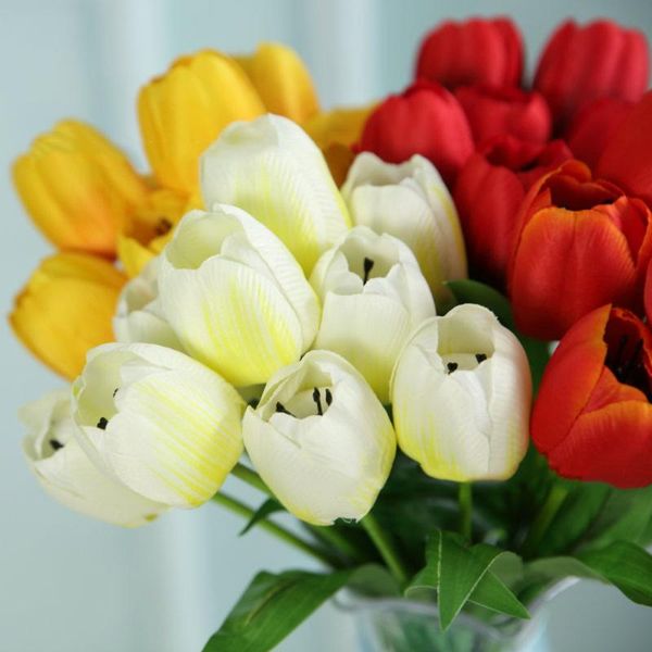 

artificial tulip fake silk flower bouquet wedding party home decor