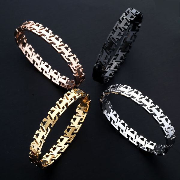 

fashion titanium steel jewelry hollow l letter design bracelet couples foreign trade style joker bracelet louis bracelet, Black