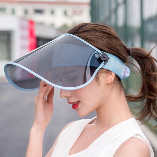 

sun hat anti-dust anti-wind adjustable removable transparent shield mask women cap viseira protettiva visor y200602, Blue;gray