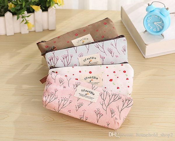 

2018 new school canvas pencil bags children pencil pouch zipper lovely cute cosmetic bags office by bag pencil case