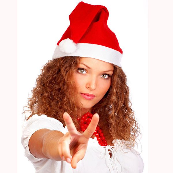 

red christmas santa claus hat for and children thick ultra soft plush chirstmas caps decorations and gifts adornos navidad