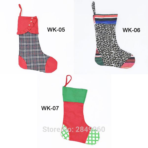 Personalised Christmas Stocking 4 Styles Santa Socks Canvas Xmas