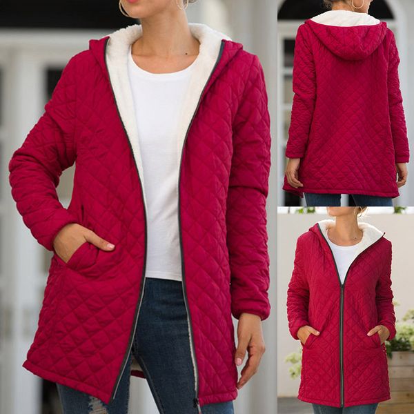 

vertvie zipper long jacket women solid hooded coat winter warm outwear ladies slim padded jacket fashion womens outfit windproof, Blue;black