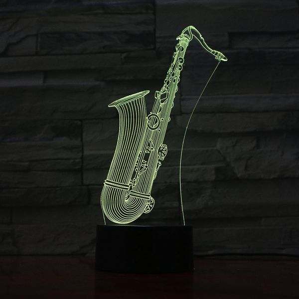 

table lamp bedside saxophone multicolor rgb boys child kids baby gifts musical instrument atmosphere usb 3d led night light