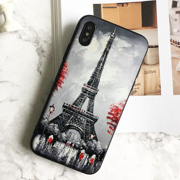 

capa luxury eiffel tower painting чехол для телефона iphone 11 pro xs max xr 8 7 6s plus 5 se case мягкий черный силиконовый чехол tpu