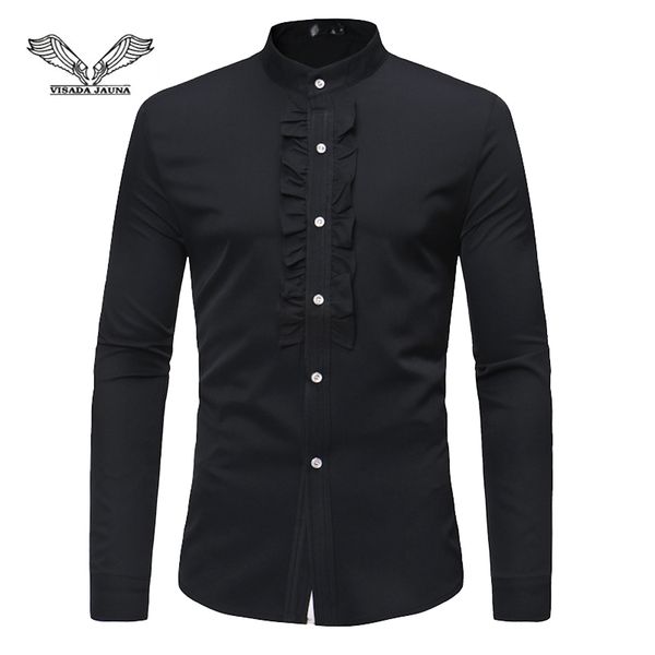 

visada jauna 2019 new long-sleeved shirt large size fashion trend solid color simple and versatile size s-xl tlh69, White;black