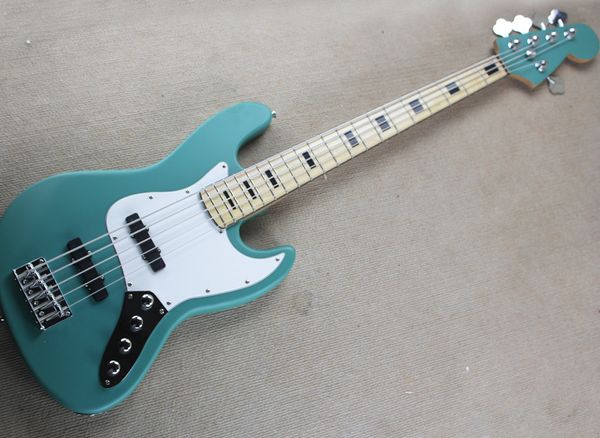 

4 strings sky blue electric bass with white pickguard,maple fingerboard with binding,block pearled inlay,offering customized service