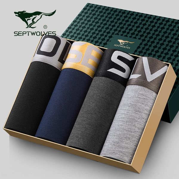 

seven wolves solid color boxer pants ice silk men's wide belt gift box underwear boxed men's underwear, Black;white