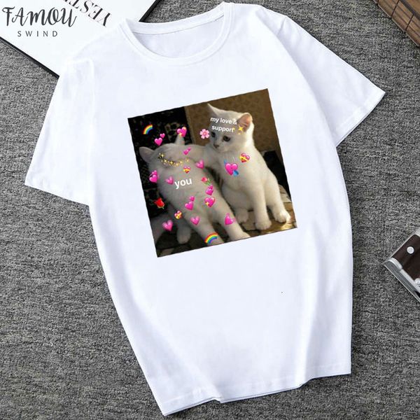 

new fashion women t shirts funny cat casual lady t shirt hipster round neck women short sleeve girls, White