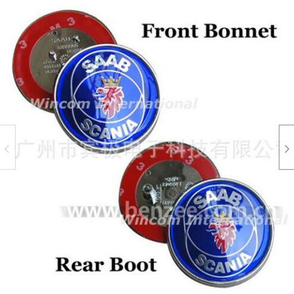 

2x Saab Badge 9-3,9-5 Set Boot Задняя крышка капота Эмблема с логотипом 68mmc Blue