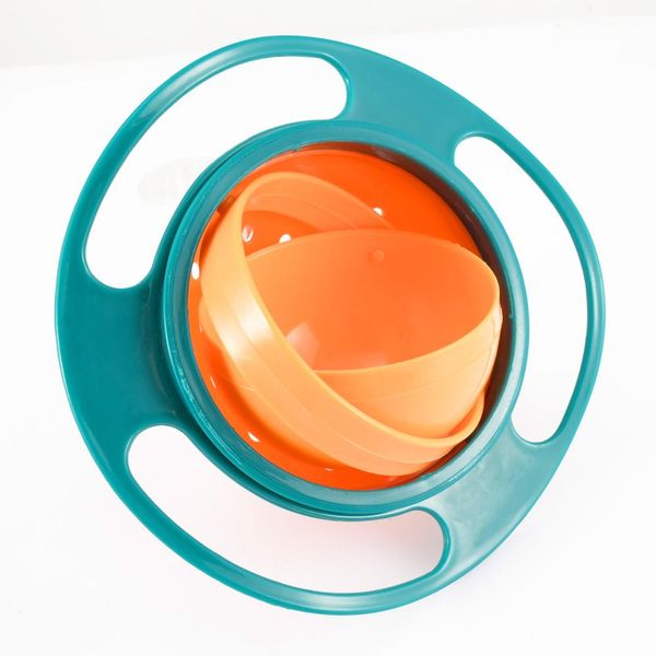 

360 degree universal bowl blue pink color baby plate feeding food platos spill proof balance kids dish baby bowl